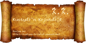Kustyán Kristóf névjegykártya